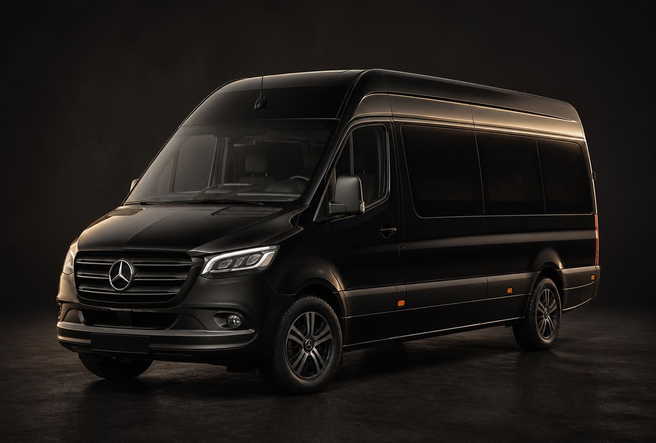 Black executive Sprinter van for group transportation in Cleveland